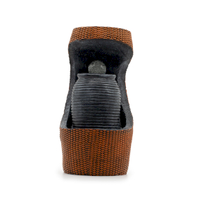 Großes Wasserspiel - 24x22x48cm - Farbwechselnde Kristallkugel in griechischer Urne im Korb