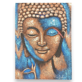 Buddha Gemälde - Bronze & Blaue Blume