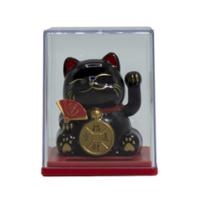 Mini Solar-Glückskatze in Box- Schwarz