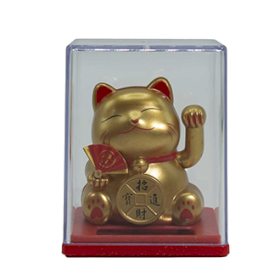 Mini Solar-Glückskatze in Box- Gold