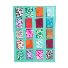 Großes Lokta Mini Tiles Notizbuch (21 x 15 cm) – 45 Blatt – inkl. Lesezeichen – Türkis