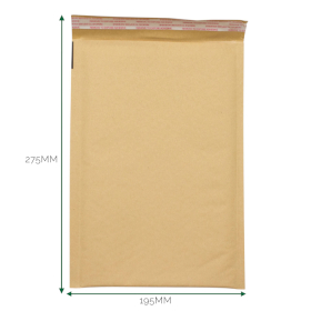 50x Gepolsterter Luftpolsterumschlag aus Kraftpapier (195x275+40mm)