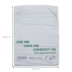 100x 100 % biologisch abbaubarer Versandbeutel(320x450mm)