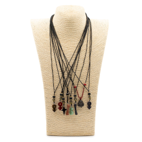 8x Kordel-Halskette mit Edelstein-Anhängern- Ikonen-Kollektion (sortiert)