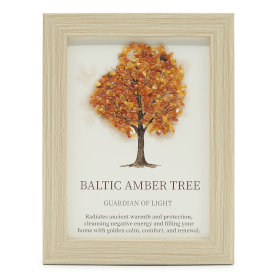3x Edelstein-Bild – Baum des Lebens - Baltischer Bernstein (20x14,7x1cm)
