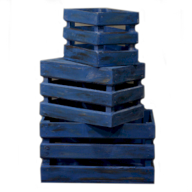 3er Holzbox Set - Blaugewaschen