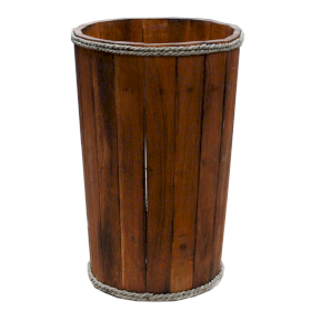 Großer hölzerner Dekokübel - Braun 45x32cm