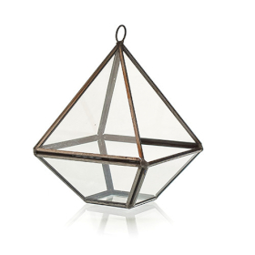 Glas/Metal Terrarium -kleine Pyramidenform