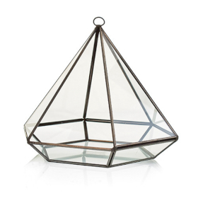 Glas/Metal Terrarium - große Diamantform