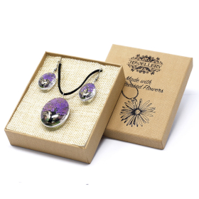 Schmuck mit gepr. Blumen - Baum des Lebens Set - Lavendel