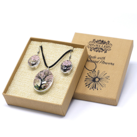 Schmuck mit gepr. Blumen - Baum des Lebens Set - Rosa