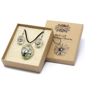 Schmuck mit gepr. Blumen - Baum des Lebens Set - Weiß