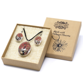 Schmuck mit gepr. Blumen - Baum des Lebens Set - Koralle