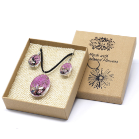 Schmuck mit gepr. Blumen - Baum des Lebens Set - Fuchsia