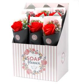 72x Verkaufsfertige Seifenblumen - Rosenstrauß