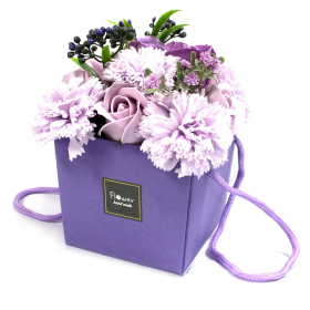 Seifenrosenbouquet - Lavendelfarbene Rosen & Nelken