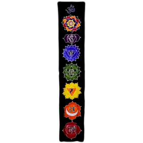 Batikwandtücher aus Bali Chakra-Banner - Schwarz 183x35cm