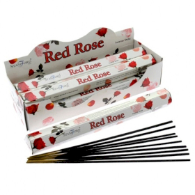 6x Rote Rose Premium Hex Räucherstäbchen